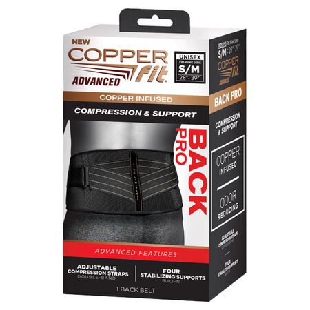 Copper Fit Black Compression Back Support Belt 1 pk