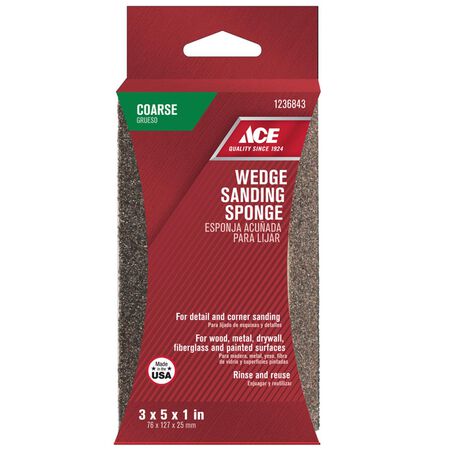 Ace 5 in. L X 3 in. W X 1 in. 60 Grit Coarse Dust Channeling Sanding Sponge