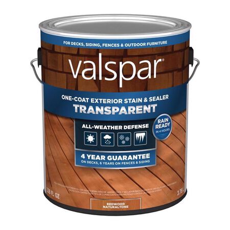 Valspar One-Coat Transparent Redwood Natural tone Water-Based Acrylic Stain and Sealer 1 gal