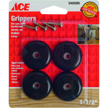 Ace Plastic Heavy Duty Anti-Skid Pad Black Round 1-1/2 in. W 4 pk