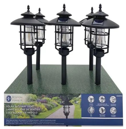 Boston Harbor Solar Stake Light W/Led Filament Ni-Mh Battery AA Battery 1-Lamp Black (Case of 6)