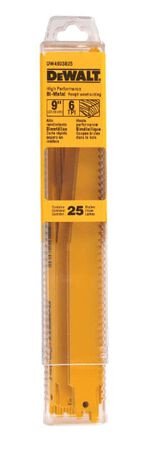 DeWalt 9 in. Bi-Metal Taper Reciprocating Saw Blade 6 TPI 1 pk