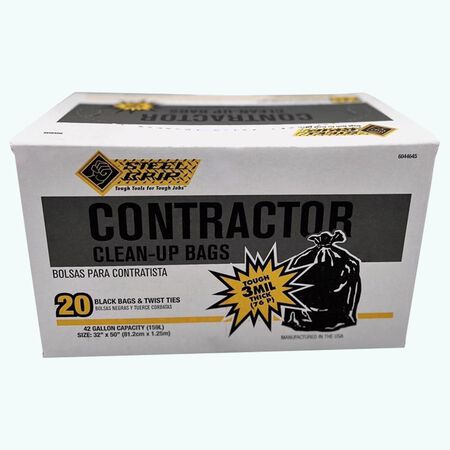 Steel Grip 42 gal No Scent Scent Contractor Bags Twist Tie 20 pk 3 mil