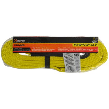 Keeper 1 in. W X 10 ft. L Black/Yellow Lifting Sling 3200 lb 1 pk