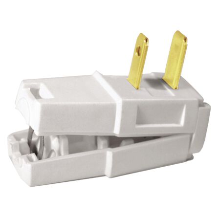 Leviton Commercial and Residential Thermoplastic Straight Blade Plug 1-15P 18/2 - 16/2 AWG 2 Pole 2