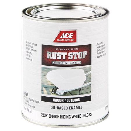 Ace Rust Stop Indoor/Outdoor Gloss White High-Hide Base Enamel Rust Prevention Paint 1 qt