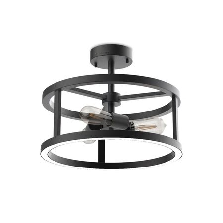 Feit Electric Katalyst 15 in. 3-Light Matte Black Color Choice Selectable CCT LED with Night Light Semi-Flush Mount Ceiling Light