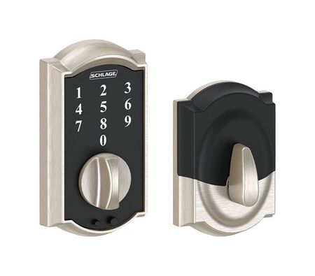 Schlage Touch Screen Deadbolt Steel 1-3/4 in. For Interior and Exterior Doors Grade 2 Satin Nick
