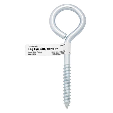 Hampton 3/8 in. X 5 in. L Zinc-Plated Steel Lag Thread Eyebolt Nut Included