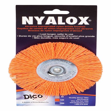 Dico Nyalox 4 in. Medium Crimped Mandrel Mounted Wheel Brush Nylon 2500 rpm 1 pc