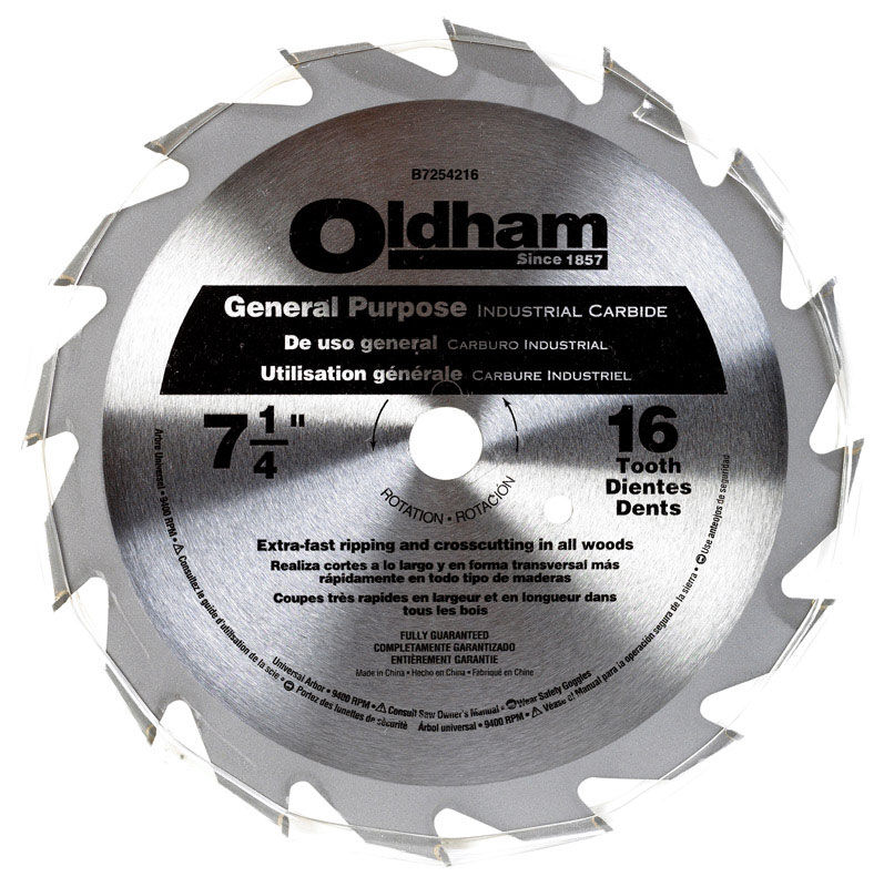 Oldham 7 1 4 In Dia 16 Teeth Carbide Tip Steel Circular Saw Blade For Cutting Wood Stine Home Yard The Family You Can Build Around