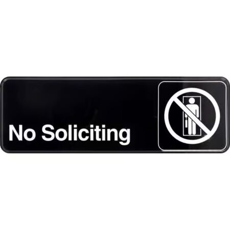 HILLMAN English Black No Soliciting Sign 3 in. H x 9 in. W