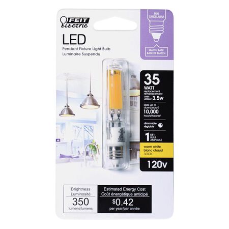 Feit T4 E11 LED Bulb Warm White 35 Watt Equivalence 1 Pack