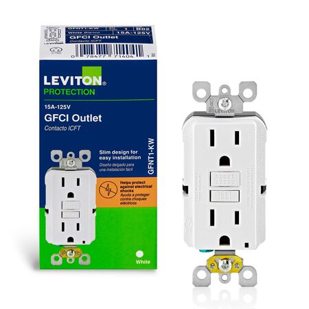 Leviton SmartlockPro 15 amps 125 V Duplex White GFCI Outlet 5-15R 1 pk