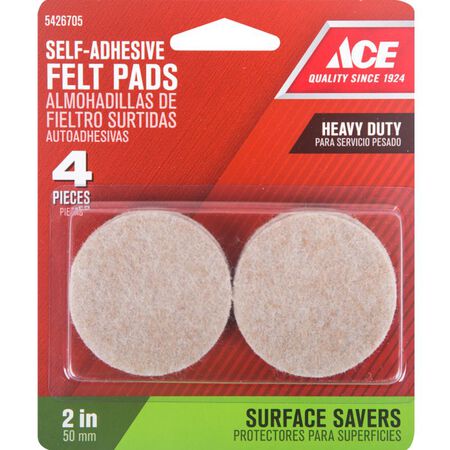 Ace Felt Round Self Adhesive Pad Brown 2 in. W 4 pk
