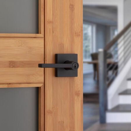 Kwikset Halifax Matte Black Entry Door Knob 2-3/4 in.