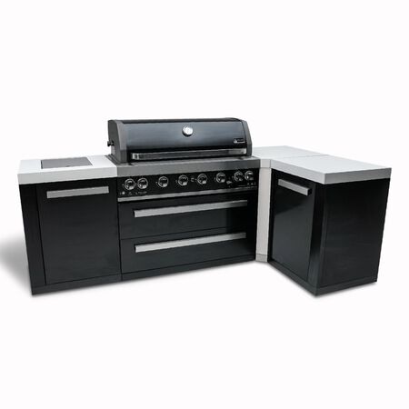 Mont Alpi 805 Black Stainless Steel Island featuring a 90-degree corner