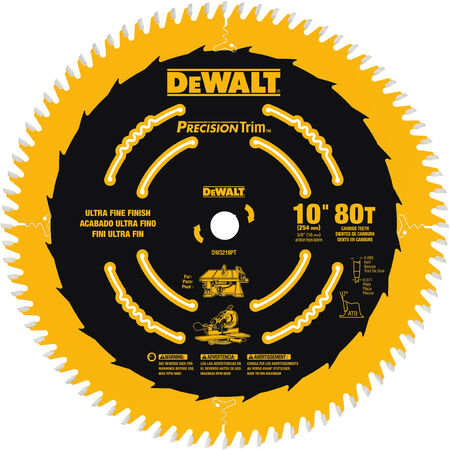DeWalt Precision Trim 10 in. D X 5/8 in. S Carbide Tipped Circular Saw Blade 80 teeth 1 pk