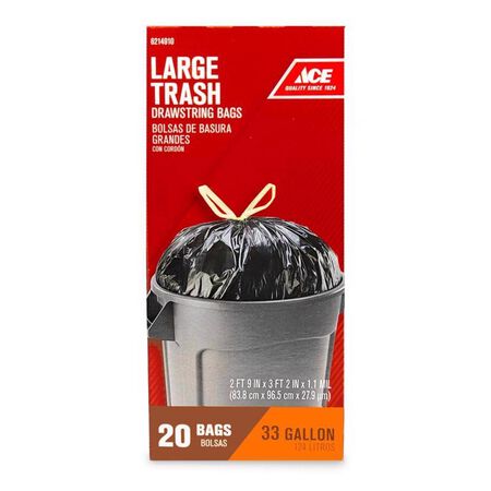 Ace 33 gal No Scent Scent Trash Bags Drawstring 20 pk 1.1 mil