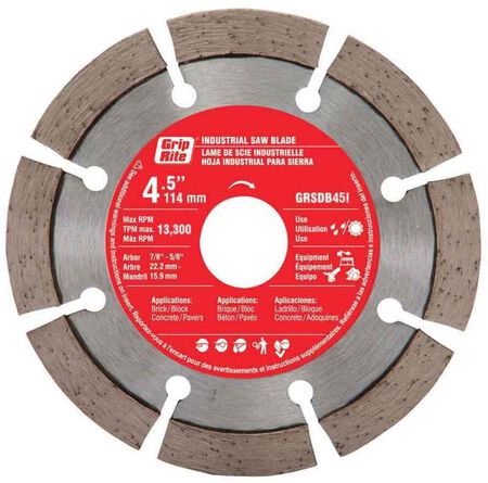 Grip-Rite 4-1/2" Wet or Dry Segmented Diamond Circular Saw Blade