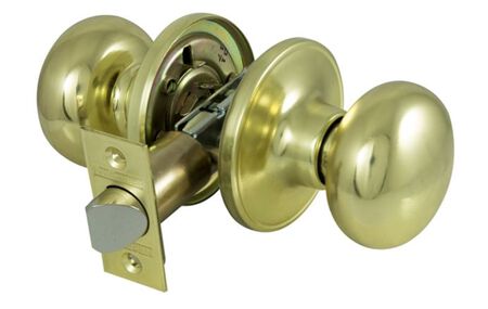 ProSource TF730V-PS Passage Knob, Metal, Polished Brass, 2-3/8 to 2-3/4 in Backset, 1-3/8 to 1-3/4 in Thick Door