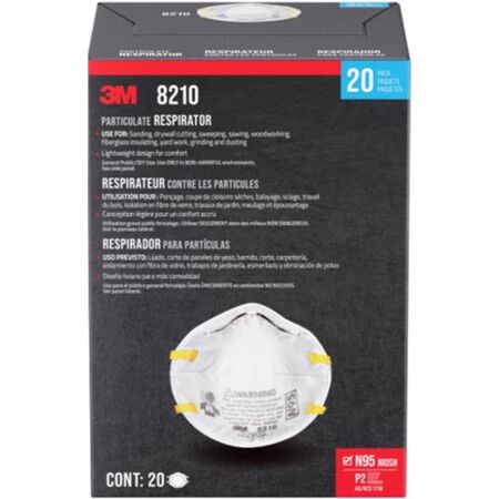 3M N95 Paint Prep Cup Disposable Respirator White One Size Fits Most 20 pk
