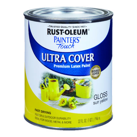 Rust-Oleum Painters Touch Ultra Cover Gloss Sun Yellow Water-Based Acrylic Paint Indoor and O