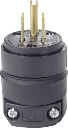 Leviton Residential Rubber Ground/Straight Blade Plug 5-15P 18-12 AWG 2 Pole 3 Wire