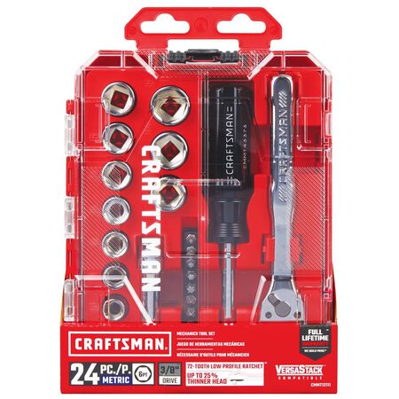 Craftsman 3/8 in. drive Metric 6 Point Nano Mechanic's Tool Set 24 pc