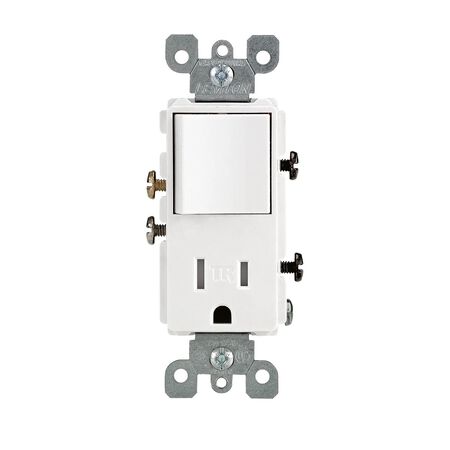 Leviton Decora 15 amps 125 V White Combination Switch/Outlet 5-15 R 1 pk