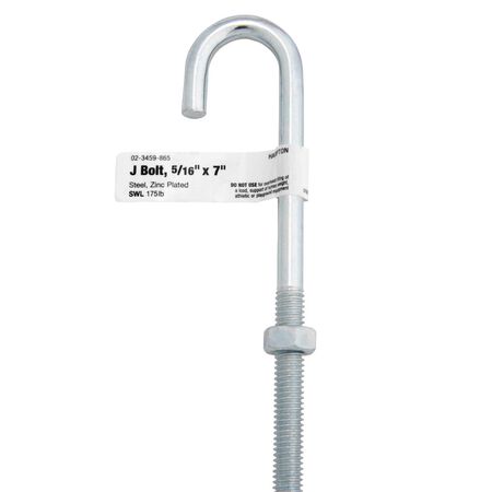 Hampton Medium Zinc-Plated Silver Zinc 6.9375 in. L J-Bolt 175 lb 1 pk