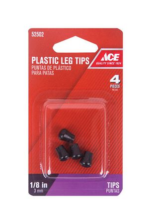 Ace Plastic Round Leg Tip Black 1/8 in. W 4 pk