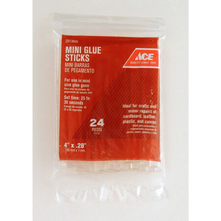 Ace 0.28 in. D X 4 in. L Mini Glue Sticks Clear 24 pk