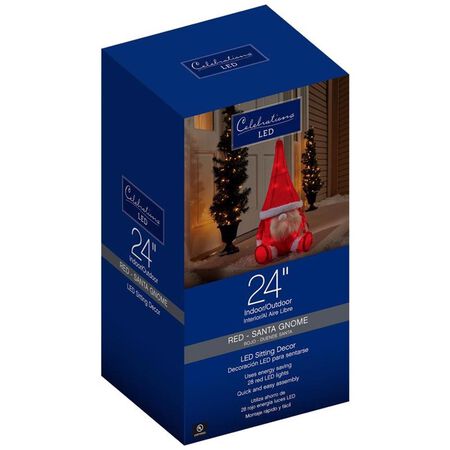 Celebrations Blue LED Red Gnome 2 ft. Yard Decor