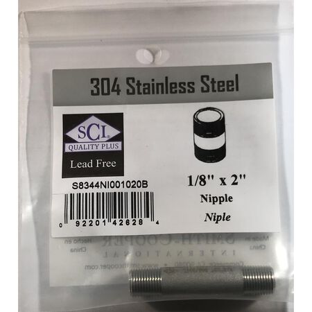 Smith-Cooper 1/8 in. MPT Stainless Steel 2 in. L Nipple