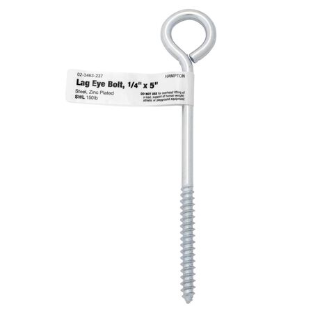 Hampton 1/4 in. X 5 in. L Zinc-Plated Steel Lag Thread Eyebolt