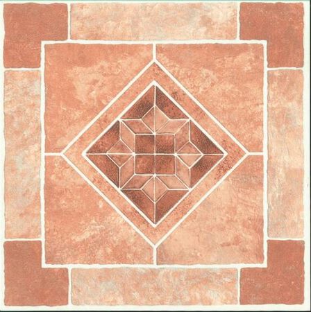 Self-Adhesive Floor Tile, 12 in L Tile, 12 in W Tile, 1.22 mm Thick Total, Brown Diamond
