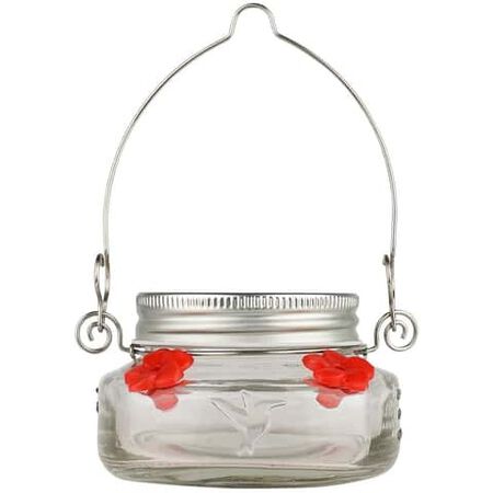 Nature's Way Hummingbird 6 oz. Glass Mason Jar Bird Feeder 4 ports