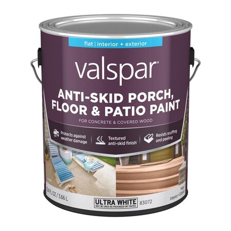 Valspar Porch, Floor & Patio Anti-Skid Flat Ultra White Floor Paint 1 gal