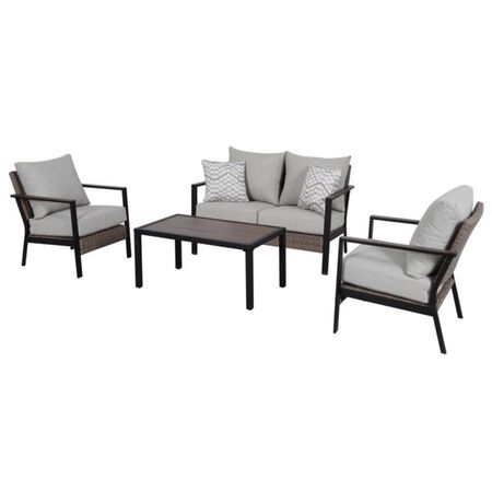 Living Accents Rhett 4 pc Black Steel Contemporary Patio Set Tan