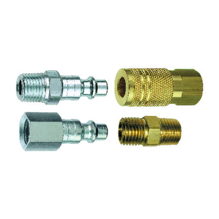 Tru-Flate Brass/Steel Air Coupler and Plug Set 1/4 in. Female 1 4 pc