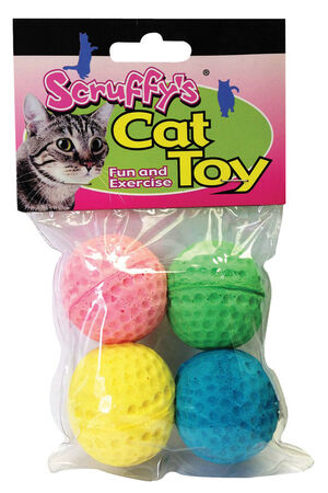 Scruffys Assorted Sponge Balls Foam Cat Toy Large 4 pk