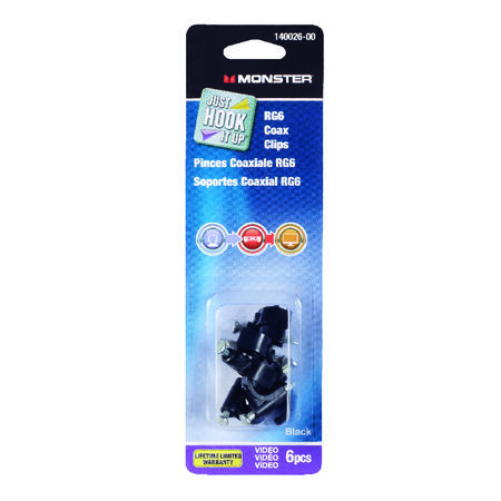 Monster Just Hook It Up Cable RG6 Coaxial Cable Clips 6 pk
