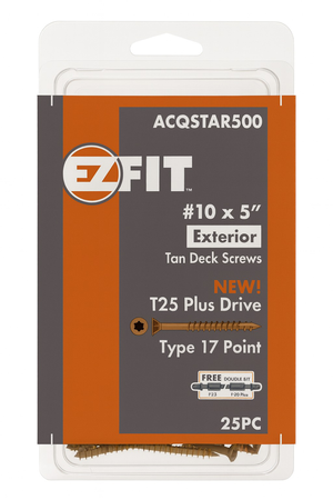 EZ Fit Exterior Tan Deck Screw  #10 x 5 in. T25 Plus Drive