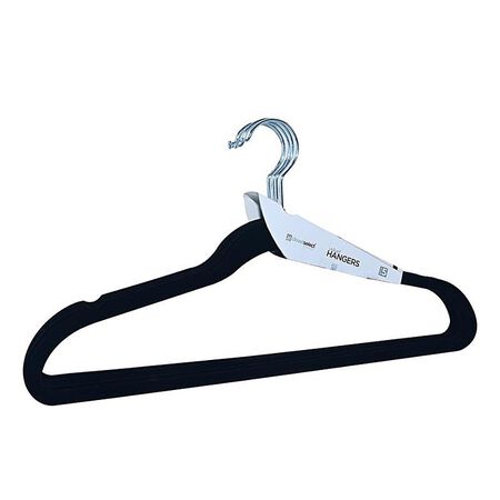 ClosetSelect Plastic Black Flocked Hanger 5 Pack