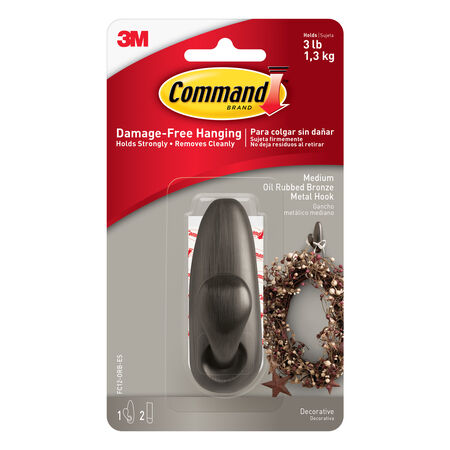 3M Command 3-1/4 in. L Oil Rubbed Bronze Metal Medium Forever Classic Coat/Hat Hook 3 lb. cap. 1 pk