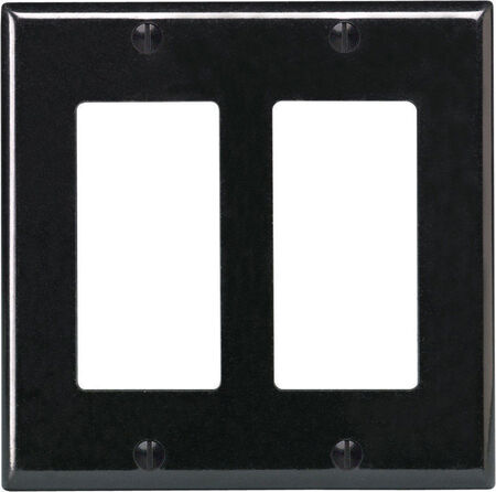 Leviton Decora Black 2 gang Thermoset Plastic GFCI/Rocker Wall Plate 1 pk