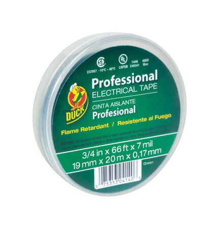 Duck Professional Grade 0.75 in. W X 66 ft. L Green Vinyl Electrical Tape