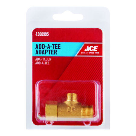 Ace Add A Tee 3/8 in. Female Compression Swivel X 1/4 in. D Male Compression Brass Adapter