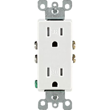 Leviton Decora 15 amps 125 V Duplex White Outlet 5-15R 1 pk